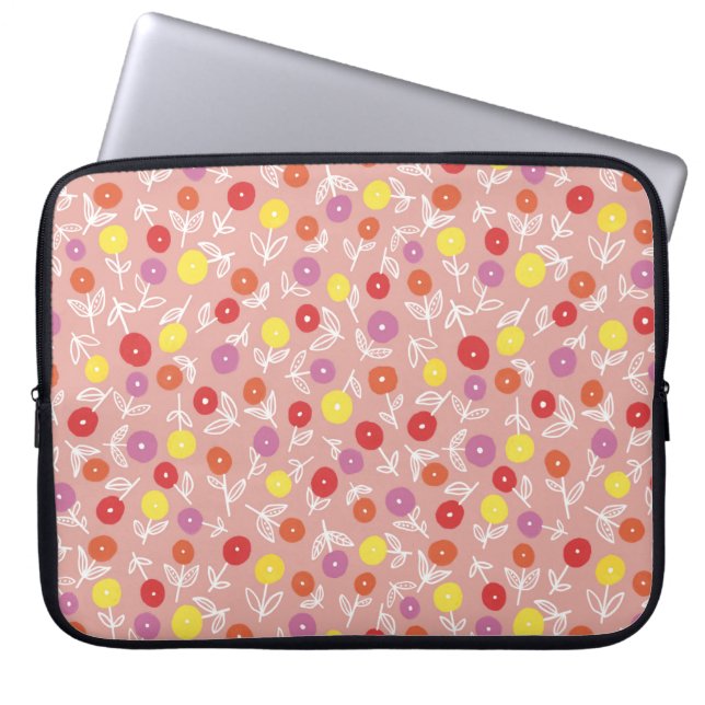 Peach Kids Floral pattern Laptop Sleeve (Front)