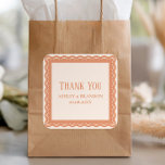 Peach Lace Label, Wedding Thank You Square Sticker<br><div class="desc">Add a refined finishing touch to your wedding details with this peach lace wedding sticker. Featuring a delicate lace border in a soft peach palette, it’s perfect for sealing envelopes, decorating favor bags, or enhancing invitations and thank-you cards. Elegant and timeless, this sticker beautifully coordinates with the full peach lace...</div>