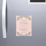 Peach lavender violet florals luxury wedding magnetic invitation<br><div class="desc">A trendy peach coloured background decorated with lavender flowers and eucalyptus greenery. Personalise and your names and details.</div>