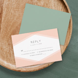 Peach Layered Geometric & Light Sage RSVP Card