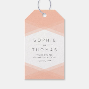 Peach Layered Geometric & Light Sage Wedding Gift Tags