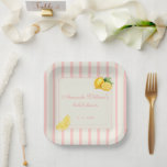 Peach Lemon Stripes Bridal Shower Pastel Paper Plate<br><div class="desc">Bring the full charm of your citrus-inspired celebration to the table with the Peach Lemon Stripes Bridal Shower Pastel Paper Plates — a delightfully designed dining essential that proves even the most practical of party details can be dressed with beauty and intention. Staying true to the signature aesthetic of the...</div>
