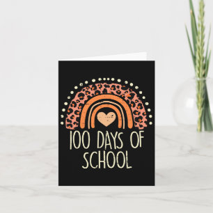 Peach Leopard Rainbow 100 Days School Cute 100th D Card