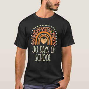 Peach Leopard Rainbow 100 Days School Cute 100th D T-Shirt