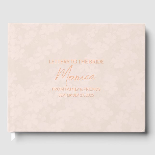 Peach Letters to the Bride Keepsake Notebook Guest Book (Front)