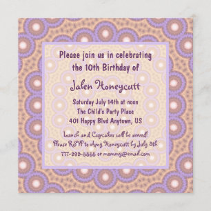 Peach & Lilac Circles Birthday Party Invitation