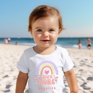 Peach "Love more" Name Baby T-Shirt