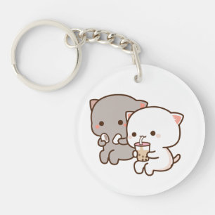 Peach Loves Goma by couples emotion Key Ring