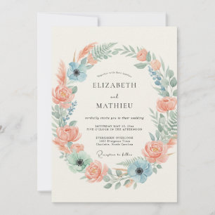 Peach Lush Springtime Wedding Invitation