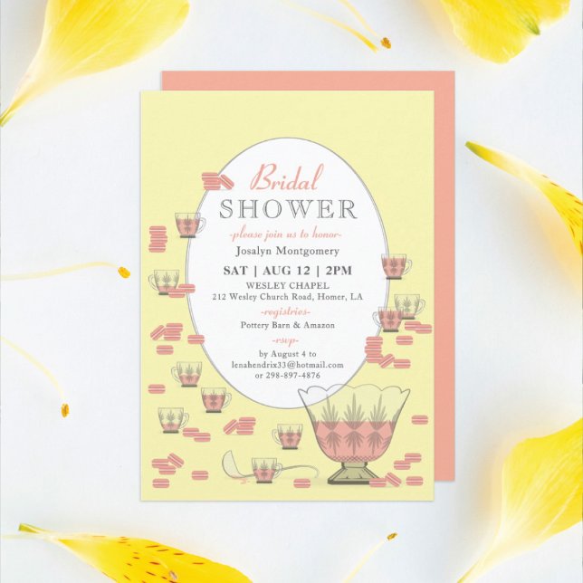 Peach Macarons & Crystal Punch Set Bridal Shower I Invitation (Creator Uploaded)
