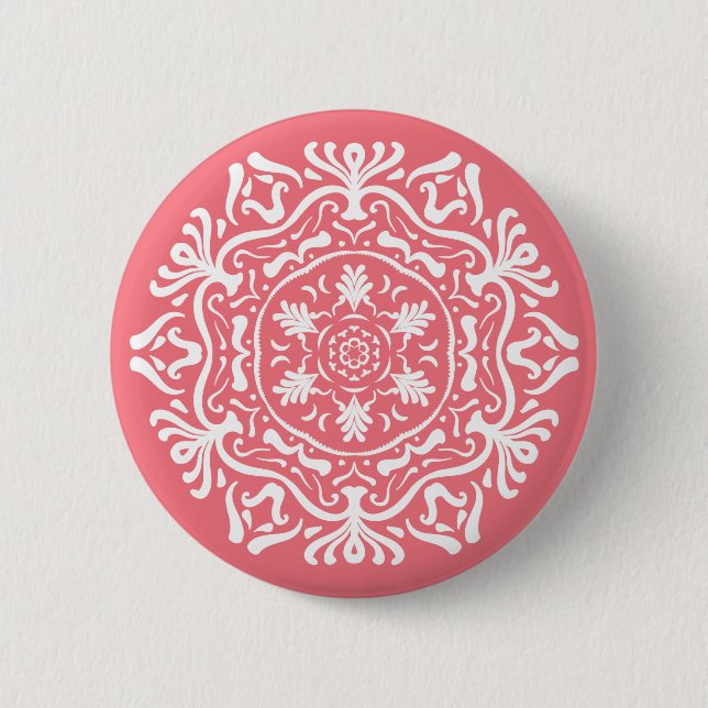 Peach Mandala 6 Cm Round Badge (Front)
