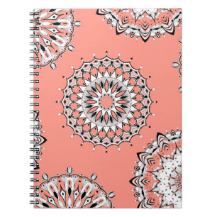 Peach Mandala Spiral Notebook