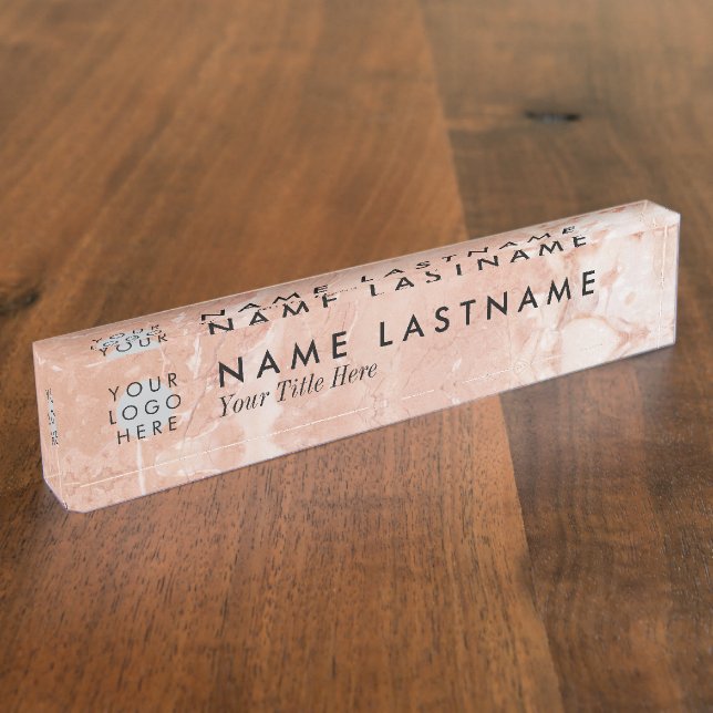 Peach Marble Custom Logo Nameplate (Side)