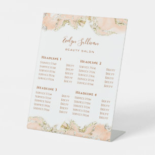 Peach Marbling Design Price List Pedestal Sign