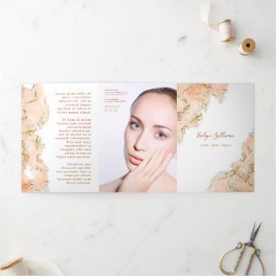 Peach marbling design trifold brochure