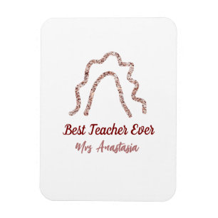 Peach marron glitter rainbow teacher appreciation magnet