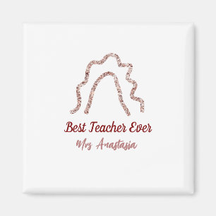 Peach marron glitter rainbow teacher appreciation magnet