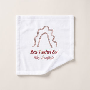 Peach marron glitter rainbow teacher appreciation wash cloth