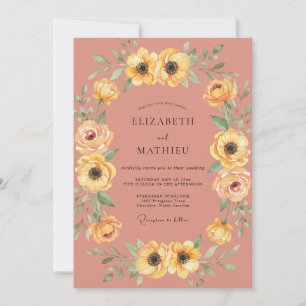 Peach Meadow Floral Flourish Wedding Invitation