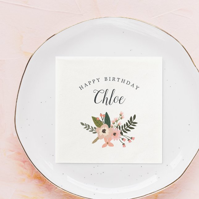 Peach Meadow Personalised Birthday Napkin (Creator Uploaded)