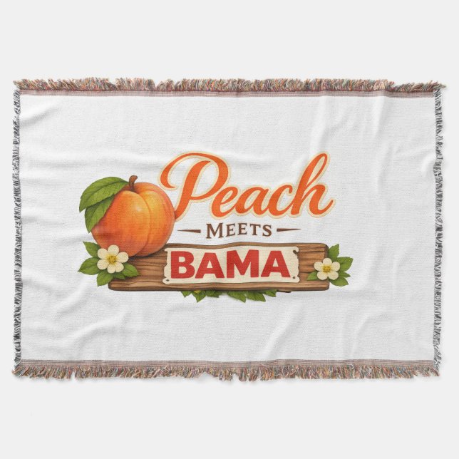 Peach Meets Bama Woven Throw Blanket | Southern Lo (Front)