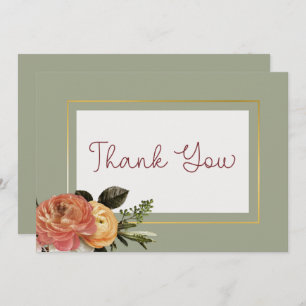 Peach Mimosa Blooms Floral Wedding Thank You Card