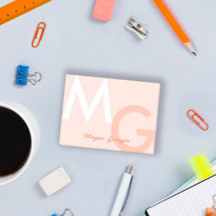 Peach Minimal Clean Modern Large Monogram Post-it Notes
