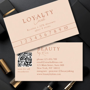 Peach Minimal Elegant Salon QR Code Business Card