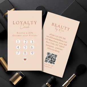 Peach Minimal Salon QR Code Loyalty Business Card