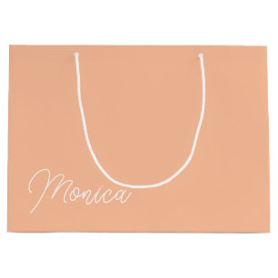 Peach Minimalist Monoline Calligraphy Bridesmaid Large Gift Bag