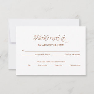 Peach Minimalist Wedding RSVP Elegant Reply Card