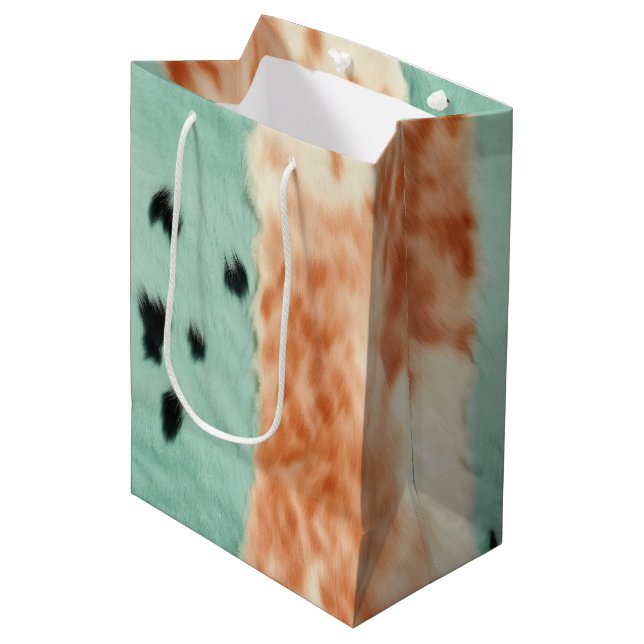 Peach Mint Cowgirl Cowhide Medium Gift Bag (Front Angled)