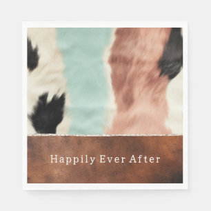 Peach Mint Cream Cowgirl Cowhide Napkin