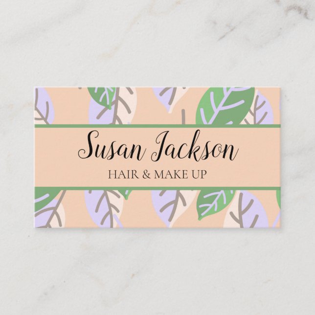 Peach Mint Floral Modern Business Card (Front)