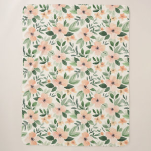 Peach Mint Flowers Sherpa Blanket