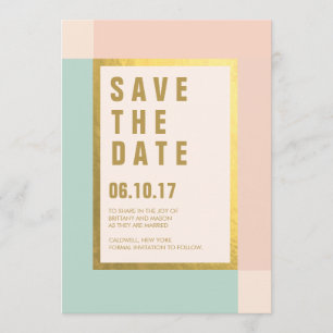 Peach Mint + Gold Foil Save the Dates Weddings Date