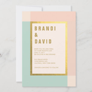 Peach Mint Gold Foil Wedding Invites Weddings