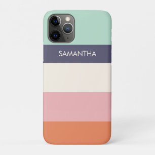 Peach Mint Modern Colour Blocks Stripes Personalis Case-Mate iPhone Case