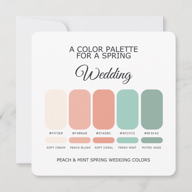 Peach Mint Spring Wedding Color Palette 2026 Card (Front)