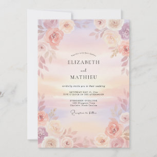Peach Misty Sunset Wedding Invitation