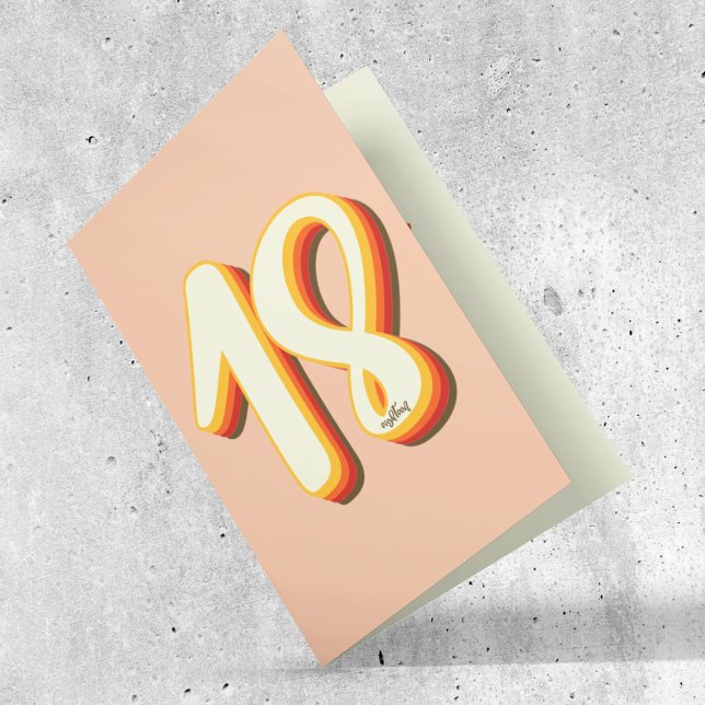 Peach Modern Retro Groovy Eighteen 18th Birthday Card (Creator Uploaded)