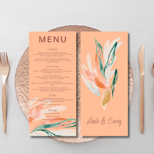 Peach Modern Wedding Dinner Menu