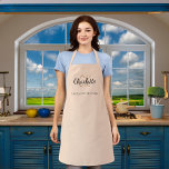 Peach monogram name business  apron<br><div class="desc">A stylish peach coloured background. Personalise and add your first name,  monogram initials and full name.  Use your back space key to delete if you want the apron without your full name.</div>
