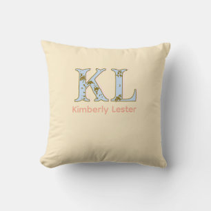 peach monogram name letter vintage bold pastel ret cushion