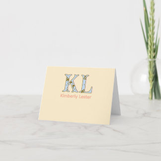 peach monogram name letter vintage bold pastel ret thank you card
