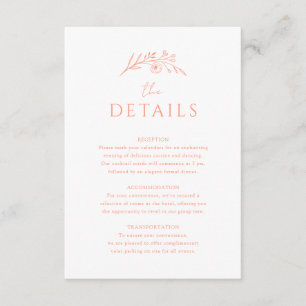 Peach Monogram Wedding  Enclosure Card