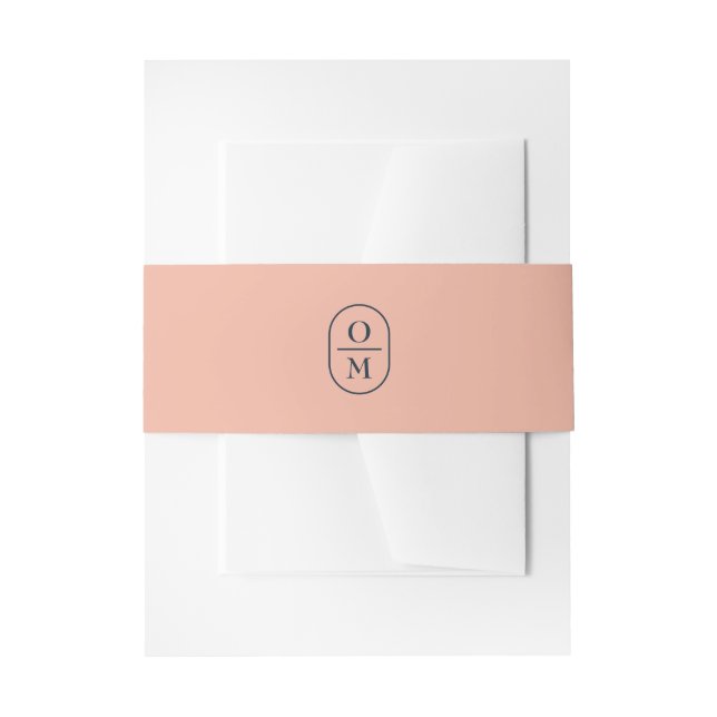 Peach | Monogram Wedding Invitation  Belly Band (Front Example)