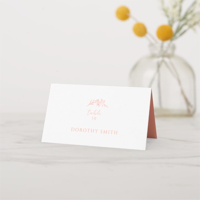 Peach Monogram Wedding  Place Card (Front)