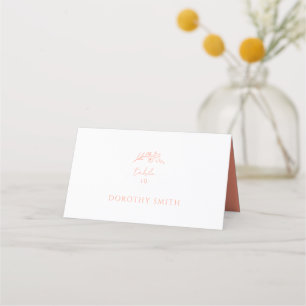 Peach Monogram Wedding Place Card