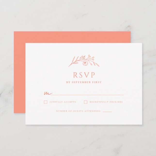 Peach Monogram Wedding RSVP Card (Front/Back)